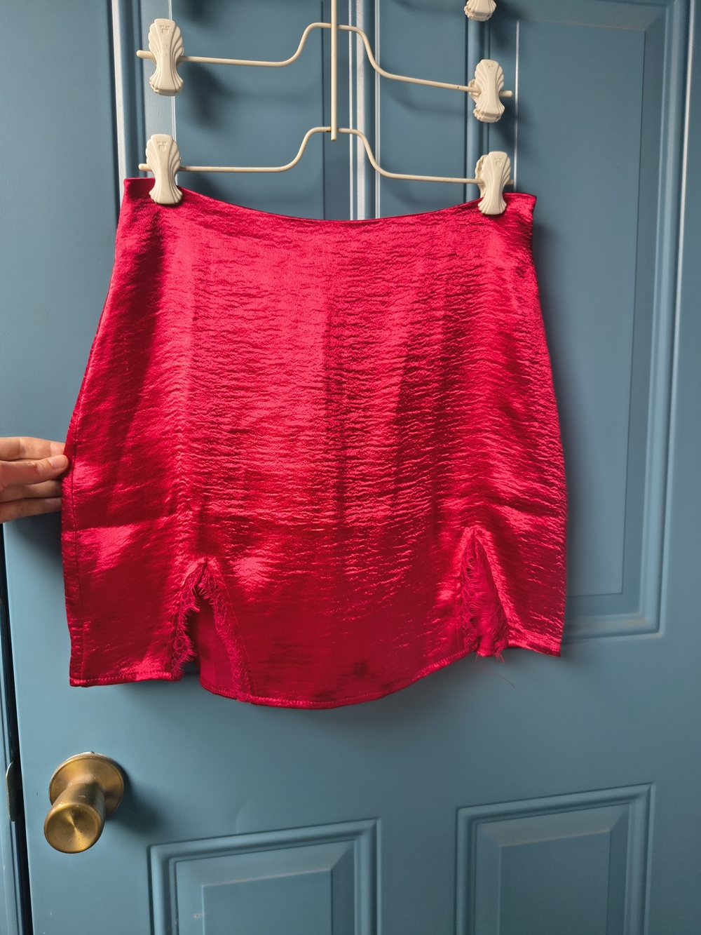 Women's Red Satin Mini Skirt